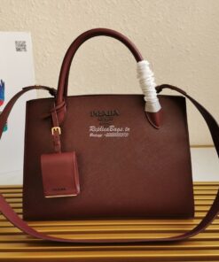 Replica Prada Monochrome Wine Saffiano Leather Bag