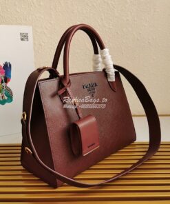 Replica Prada Monochrome Wine Saffiano Leather Bag 2