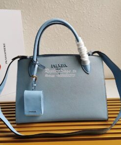 Replica Prada Monochrome Light Blue Saffiano Leather Bag