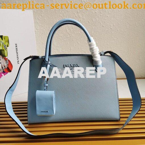 Replica Prada Monochrome Light Blue Saffiano Leather Bag