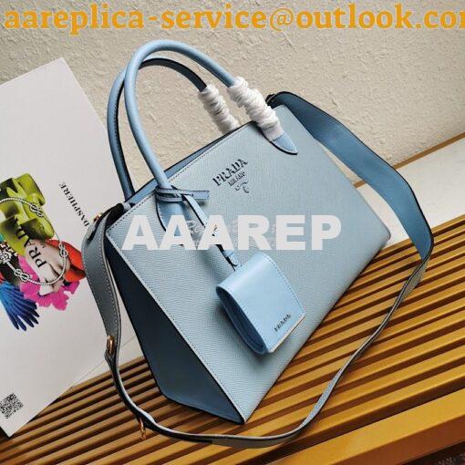 Replica Prada Monochrome Light Blue Saffiano Leather Bag 2