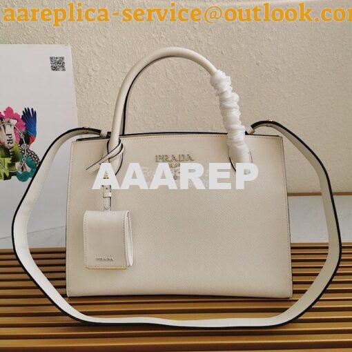 Replica Prada Monochrome White Saffiano Leather Bag