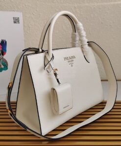 Replica Prada Monochrome White Saffiano Leather Bag 2