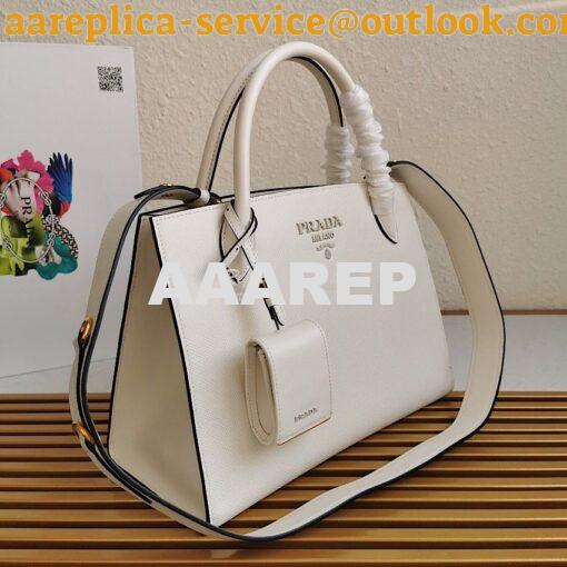 Replica Prada Monochrome White Saffiano Leather Bag 2