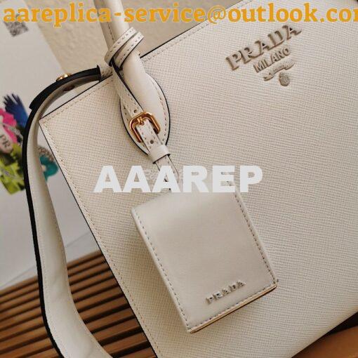 Replica Prada Monochrome White Saffiano Leather Bag 4