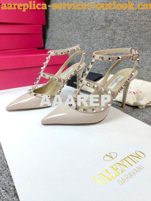 Replica Valentino Garavani Rockstud Caged Ankle Strap pump in Patent l 2