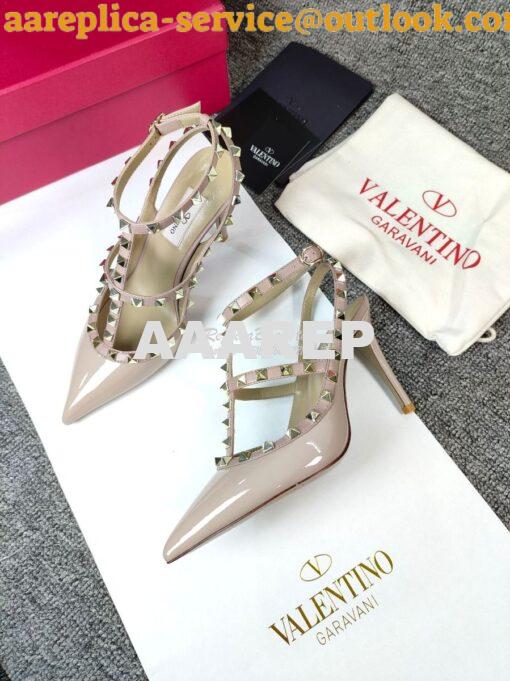 Replica Valentino Garavani Rockstud Caged Ankle Strap pump in Patent l 5