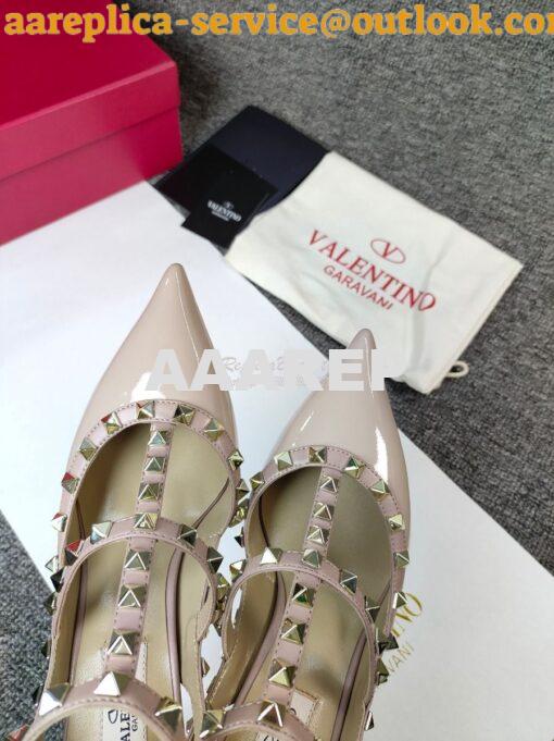 Replica Valentino Garavani Rockstud Caged Ankle Strap pump in Patent l 6