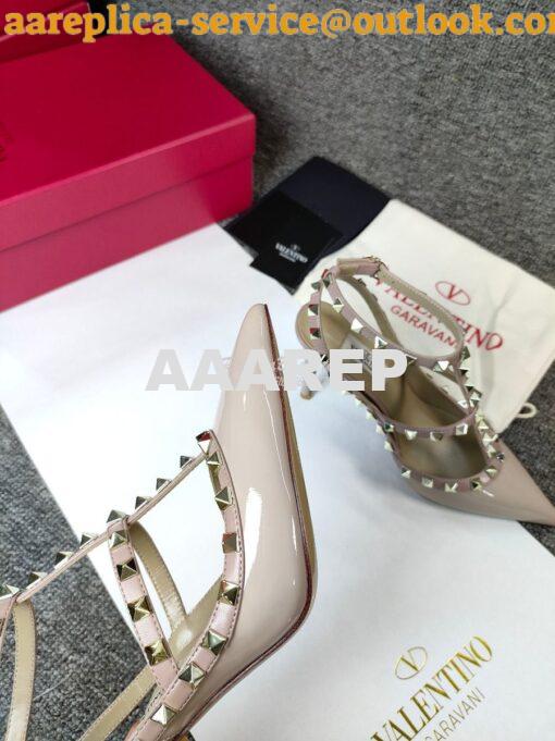 Replica Valentino Garavani Rockstud Caged Ankle Strap pump in Patent l 7