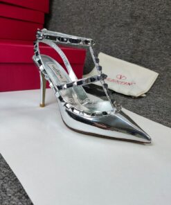 Replica Valentino Garavani Rockstud Caged Ankle Strap Mirror-effect Pu