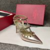 Replica Valentino Garavani Rockstud Caged Ankle Strap Mirror-effect Pu 10