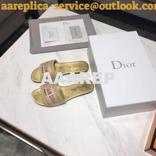 Replica Dior DWAY Mule Embroidery KCQ166 Gold 2