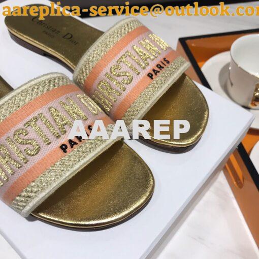 Replica Dior DWAY Mule Embroidery KCQ166 Gold 4