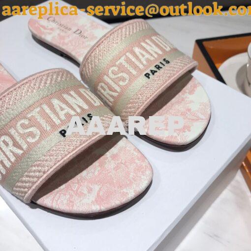 Replica Dior DWAY Mule Toile De Jouy Embroidery KCQ166 Pink 8