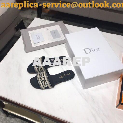 Replica Dior DWAY Mule Embroidery KCQ166 Black 3