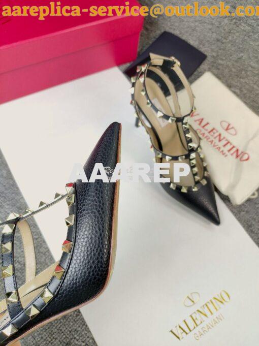 Replica Valentino Garavani Rockstud Caged Ankle Strap pump in Grainy c 7