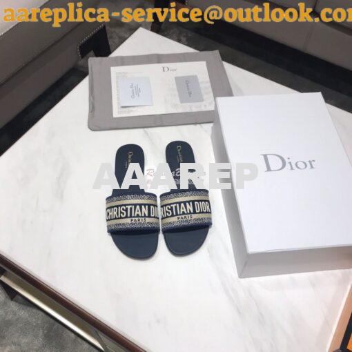 Replica Dior DWAY Mule Embroidery KCQ166 Blue 2