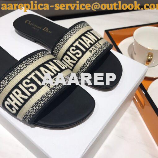 Replica Dior DWAY Mule Embroidery KCQ166 Black 6