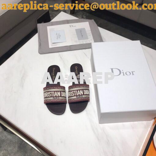 Replica Dior DWAY Mule Embroidery KCQ166 Burgundy 2