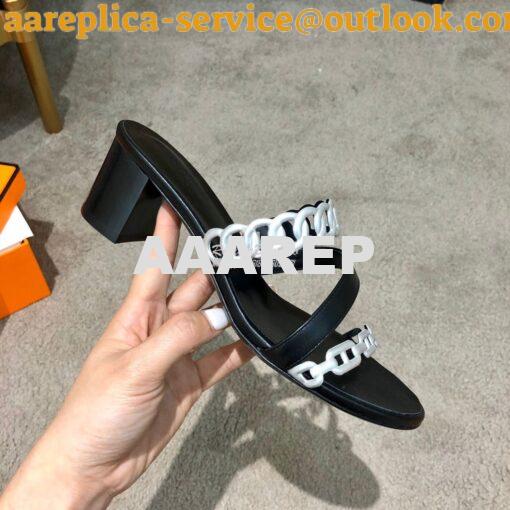 Replica Hermes Ajaccio Sandal Pump with Chaine d'Ancre H201068 Black 5