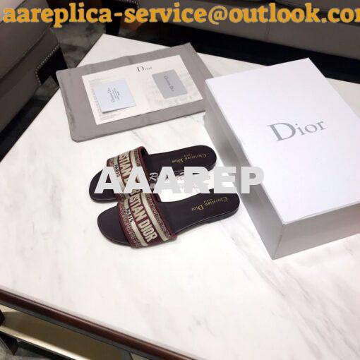 Replica Dior DWAY Mule Embroidery KCQ166 Burgundy 3