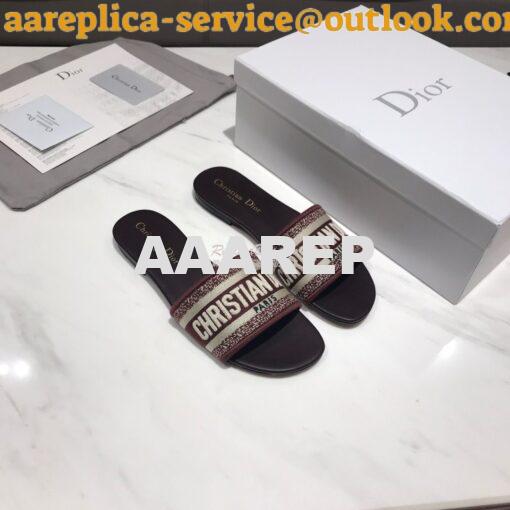 Replica Dior DWAY Mule Embroidery KCQ166 Burgundy 4