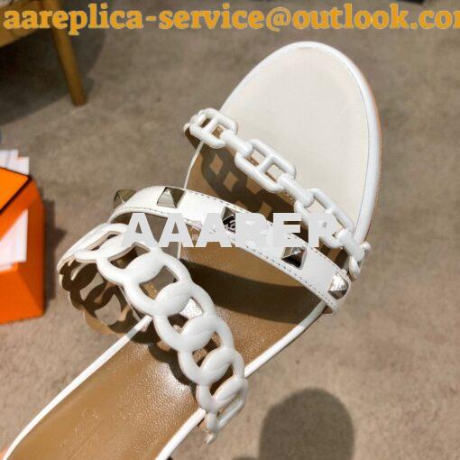 Replica Hermes Ajaccio Sandal Pump with Studs H201068 Blanc 7