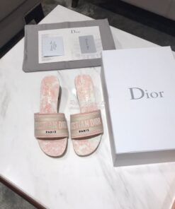 Replica Dior DWAY Heeled Mule Toile De Jouy Embroidery KCQ24 Pink