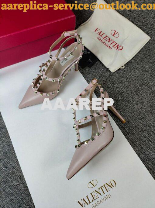 Replica Valentino Garavani Rockstud Caged Ankle Strap pump in Grainy c 2