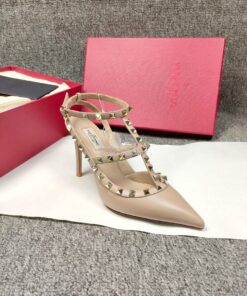 Replica Valentino Garavani Rockstud Caged Ankle Strap pump in calfskin