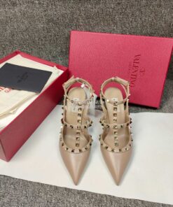 Replica Valentino Garavani Rockstud Caged Ankle Strap pump in calfskin 2