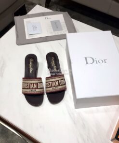 Replica Dior DWAY Heeled Mule Embroidery KCQ24 Burgundy 2