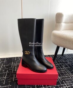 Replica Valentino Vlogo Signature Calfskin Boot 30mm 3W2S0CT2 Black