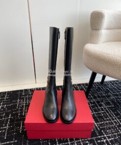 Replica Valentino Vlogo Signature Calfskin Boot 30mm 3W2S0CT2 Black 2