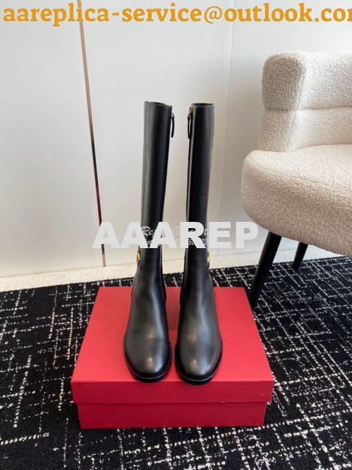 Replica Valentino Vlogo Signature Calfskin Boot 30mm 3W2S0CT2 Black 2