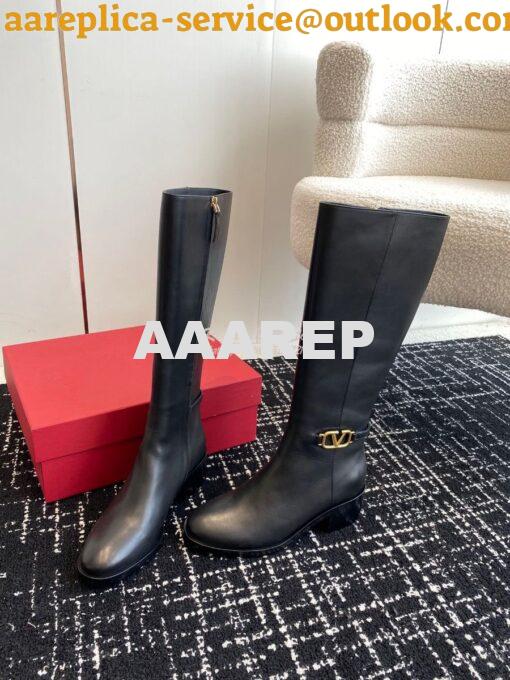 Replica Valentino Vlogo Signature Calfskin Boot 30mm 3W2S0CT2 Black 5