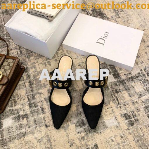 Replica Dior D-DIOR Heeled Mule KCP537 Black 2