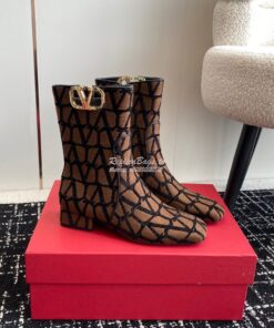 Replica Valentino VLogo Ankle Boot In Toile Iconographe 30mm 2W2S0FT1 2