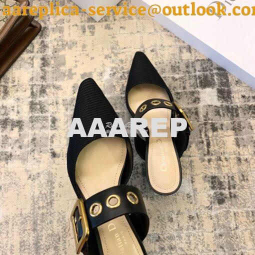 Replica Dior D-DIOR Heeled Mule KCP537 Black 7