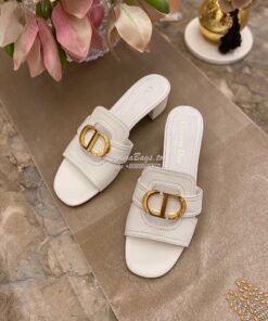 Replica Dior 30 Montaigne Heeled Mule KCQ270 White