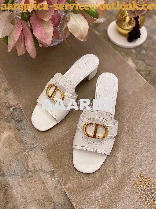 Replica Dior 30 Montaigne Heeled Mule KCQ270 White