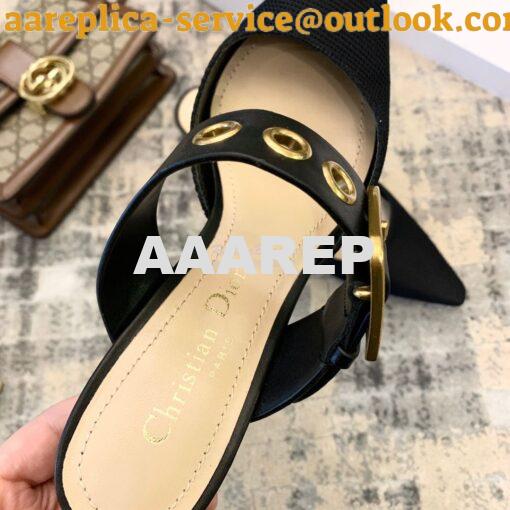 Replica Dior D-DIOR Heeled Mule KCP537 Black 8