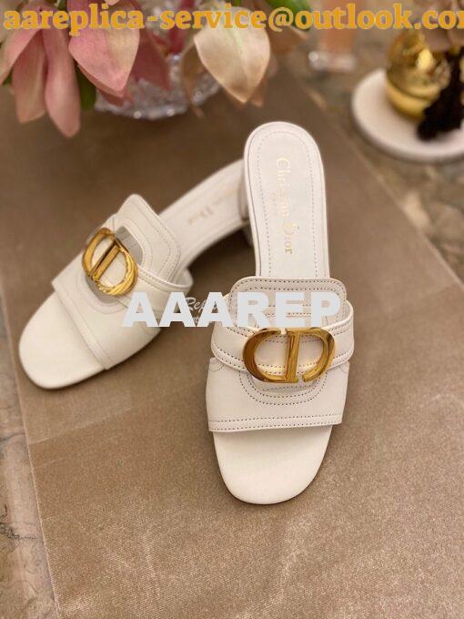 Replica Dior 30 Montaigne Heeled Mule KCQ270 White 3