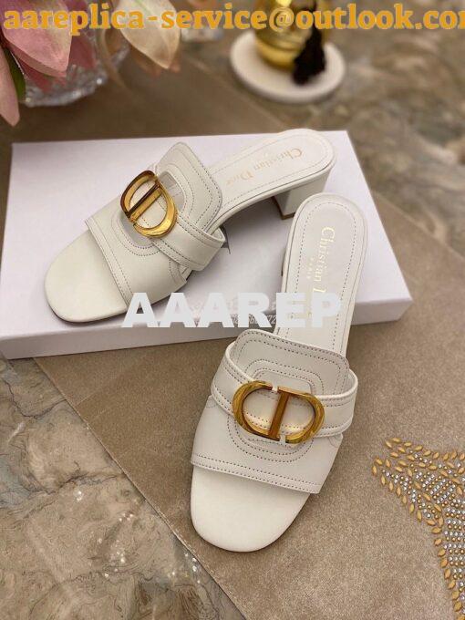 Replica Dior 30 Montaigne Heeled Mule KCQ270 White 5