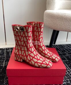 Replica Valentino VLogo Ankle Boot In Toile Iconographe 30mm 2W2S0FT1