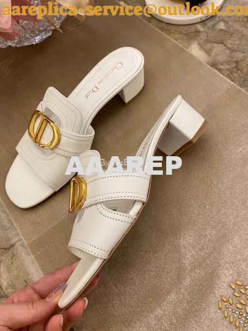 Replica Dior 30 Montaigne Heeled Mule KCQ270 White 7