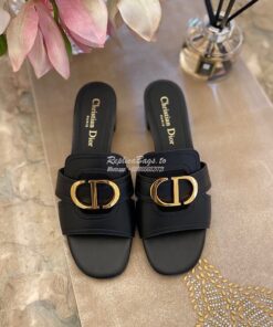 Replica Dior 30 Montaigne Heeled Mule KCQ270 Black 2