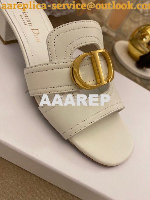 Replica Dior 30 Montaigne Heeled Mule KCQ270 White 8