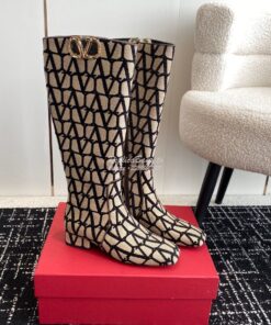 Replica Valentino VLogo Type Boot In Toile Iconographe 30mm 2W2S0FT Bl 2