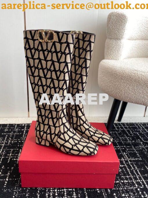 Replica Valentino VLogo Type Boot In Toile Iconographe 30mm 2W2S0FT Bl 2